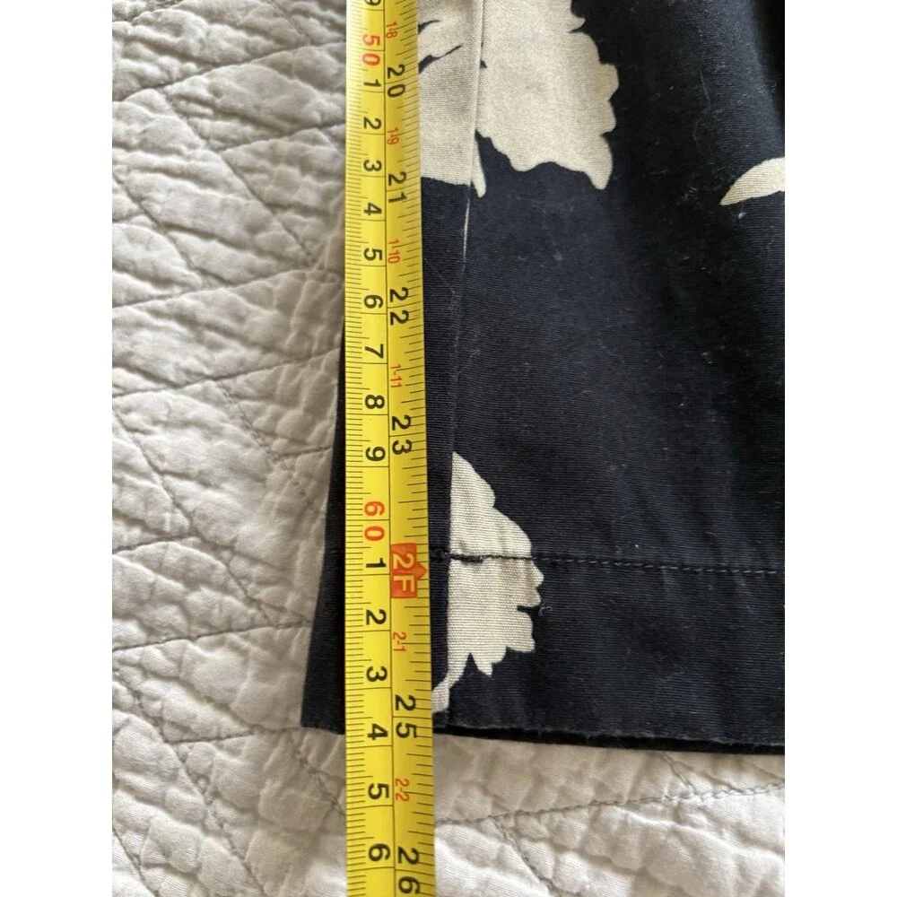 Ann Taylor LOFT Women’s Black Ivory Cotton Canvas Floral Cropped Pants 8